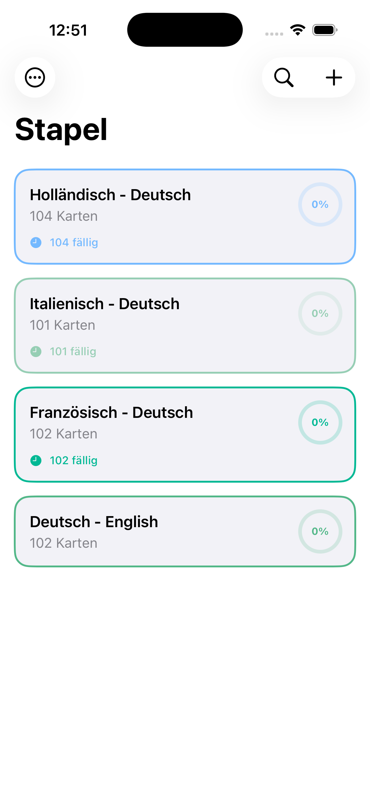 Karteichärtli Startseite — Stapelübersicht