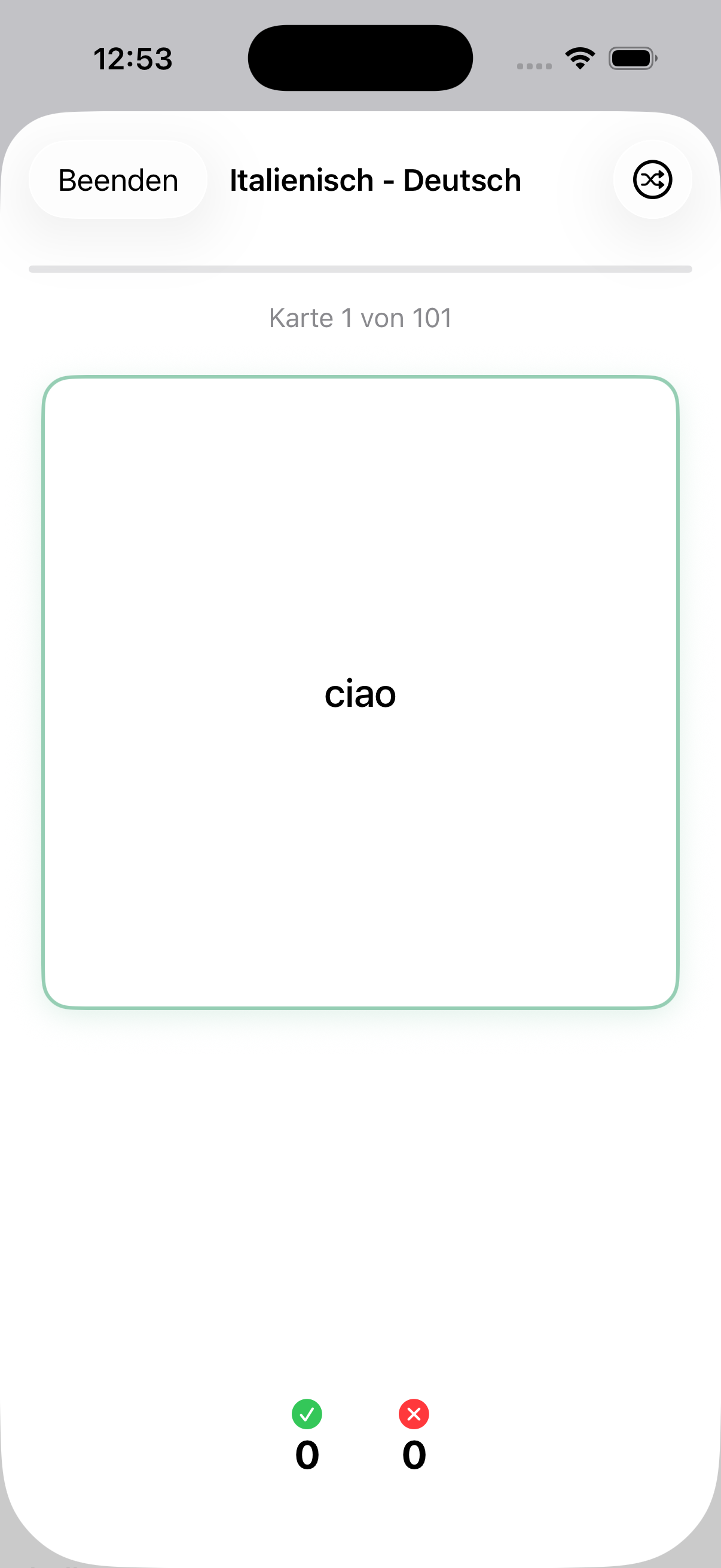 Lernmodus — Vorderseite